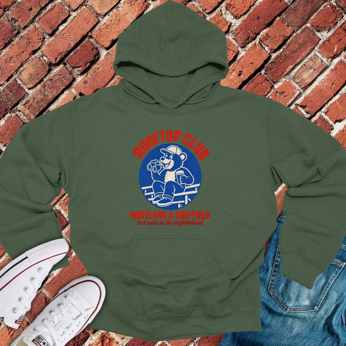 Rooftop Club Hoodie - Military Green