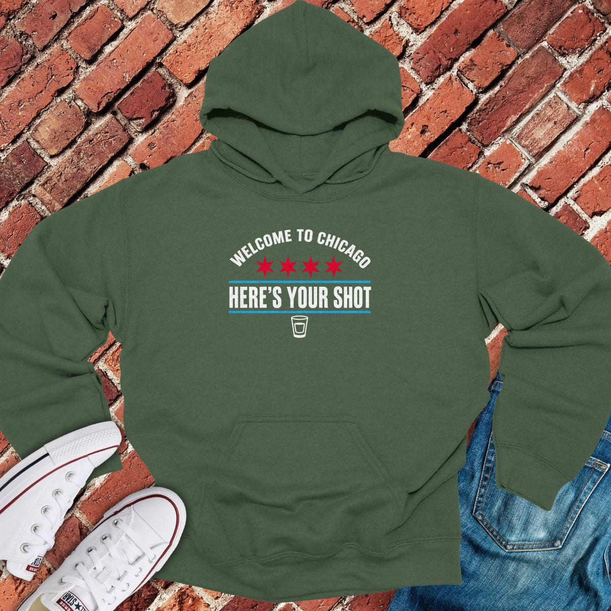Welcome Shot Hoodie - Military Green