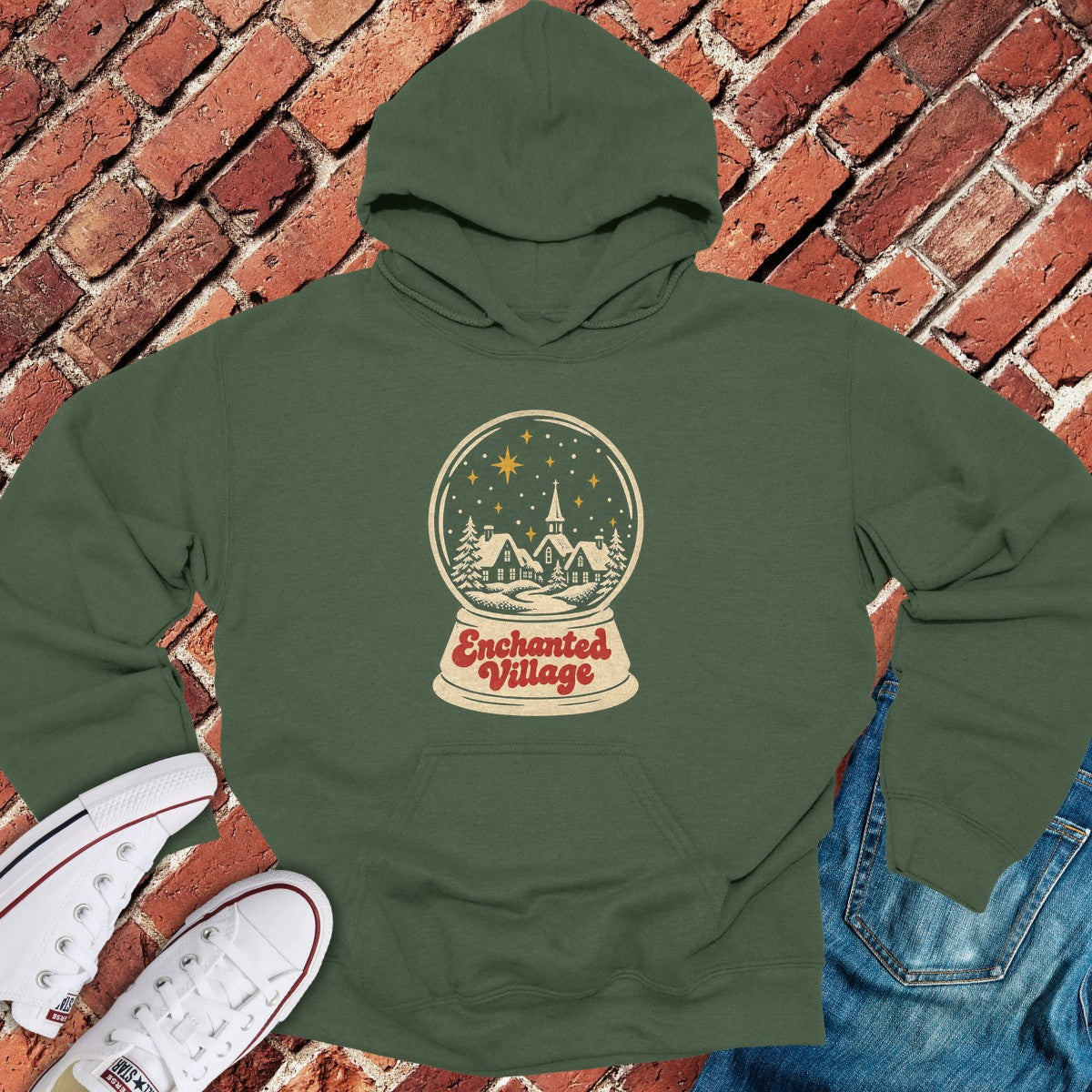 Enchanted Village Hoodie - Military Green