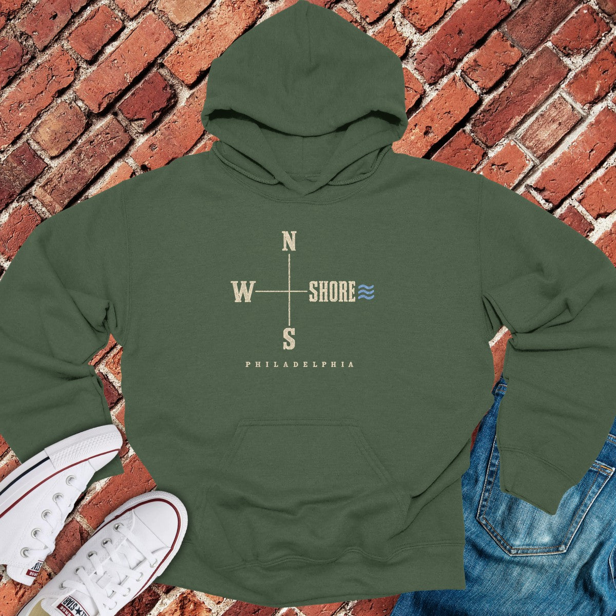 Shore Compass Hoodie - Military Green