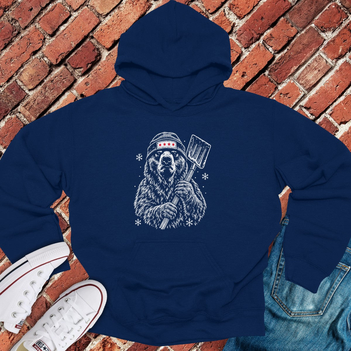 Shovel Bear Hoodie - Navy