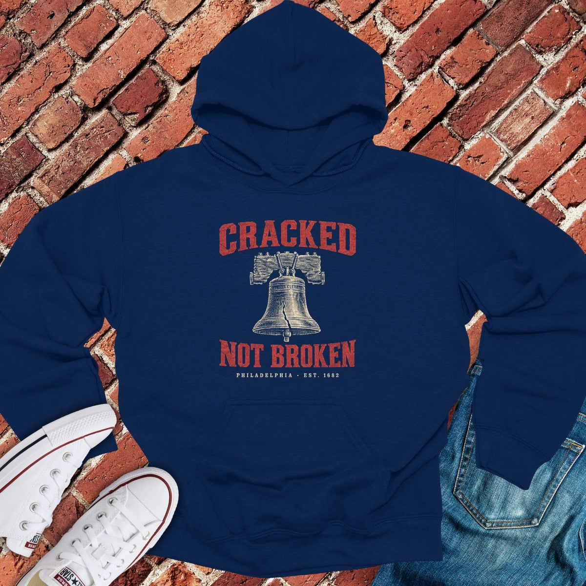 Cracked Bell Hoodie - Navy