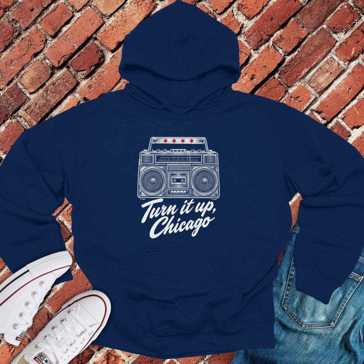 Chicago Boombox Hoodie - Navy