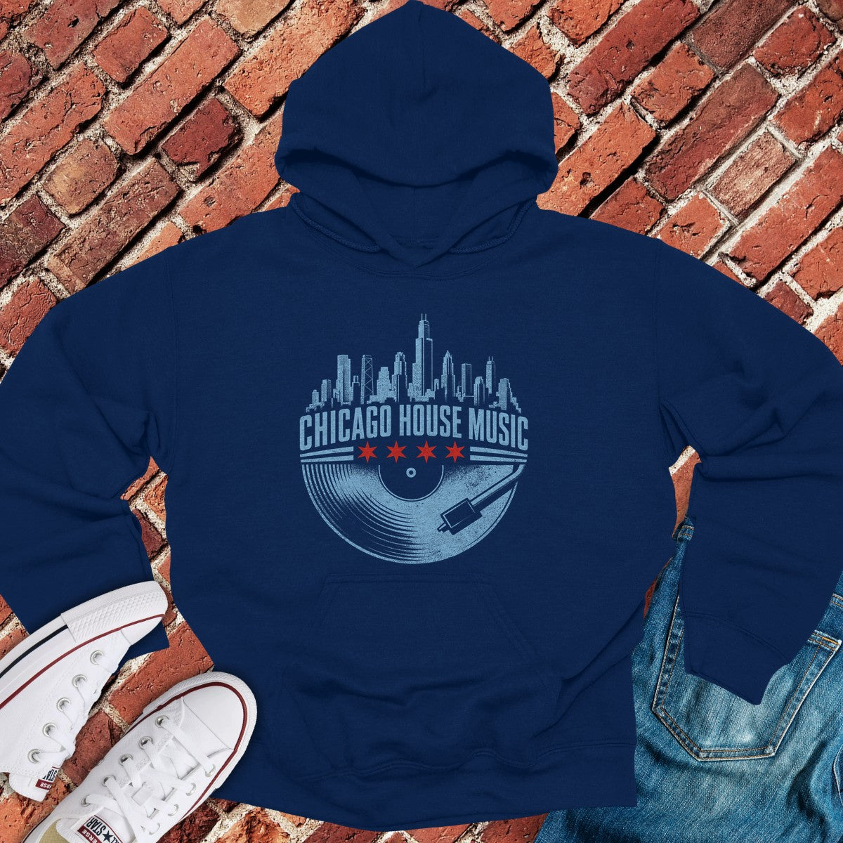 Chi House Record Hoodie - Navy