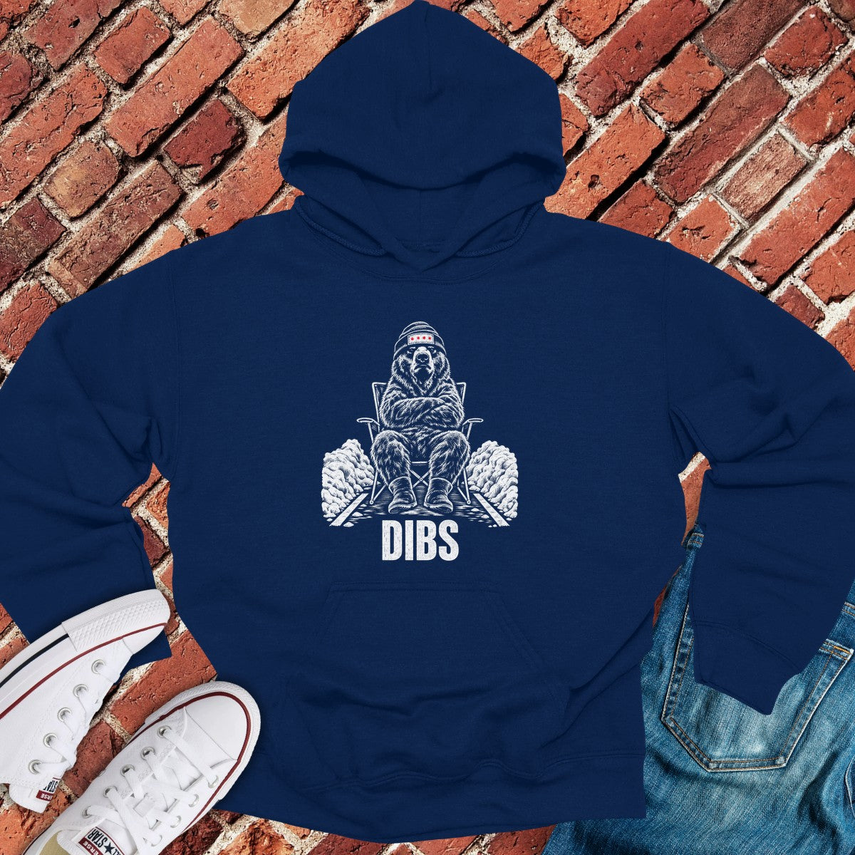 Dibs Bear Hoodie - Navy