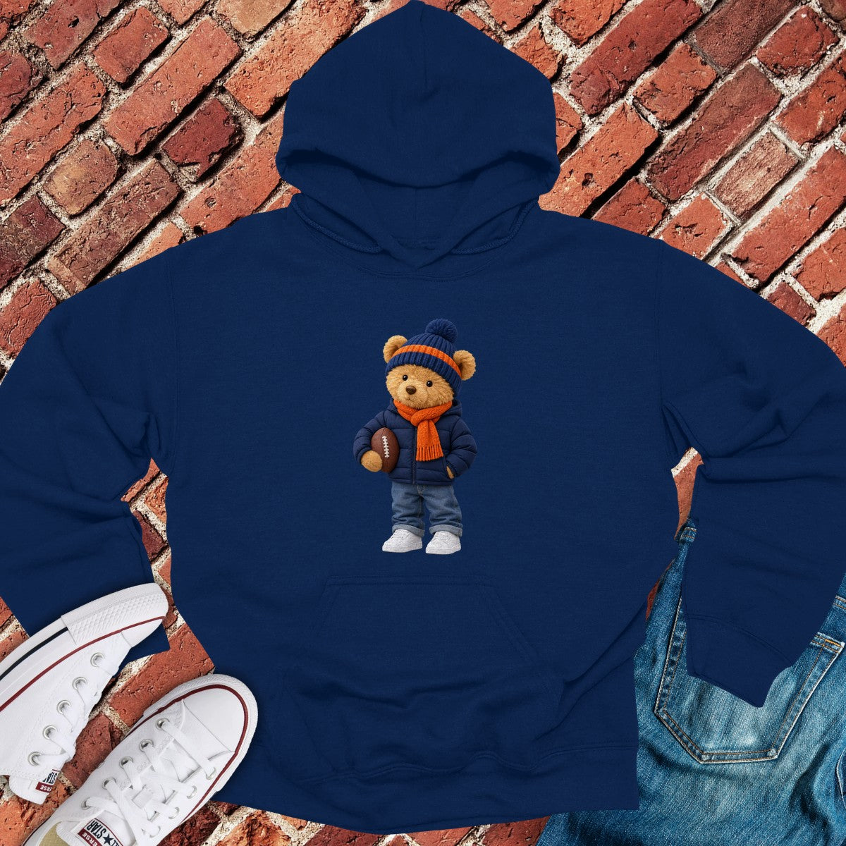 Football Teddy Hoodie - Navy