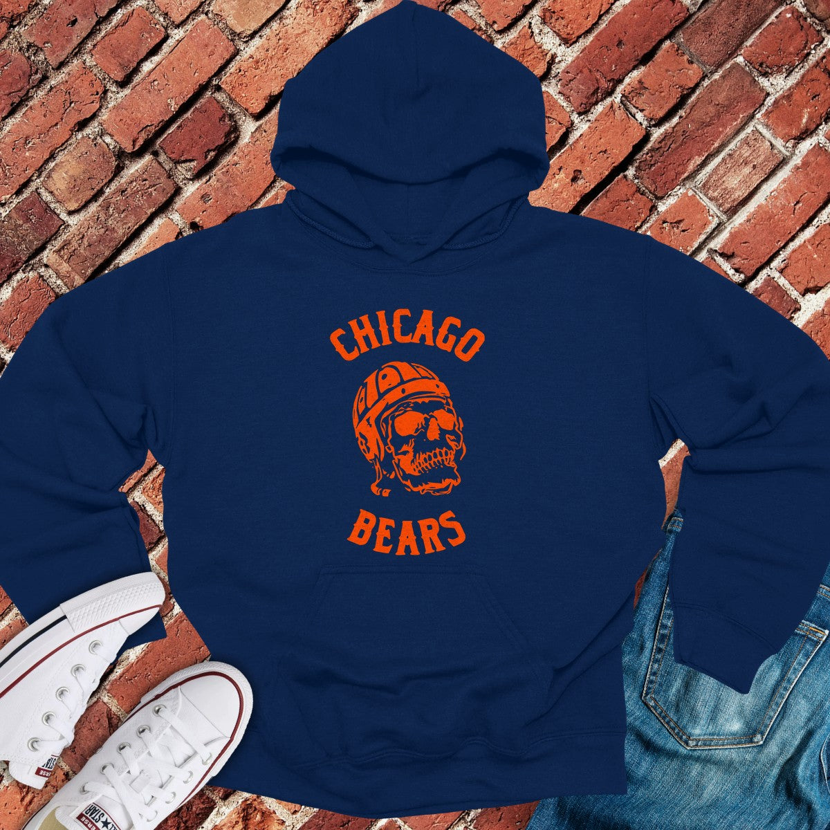 Skull Bears Fan Hoodie - Navy