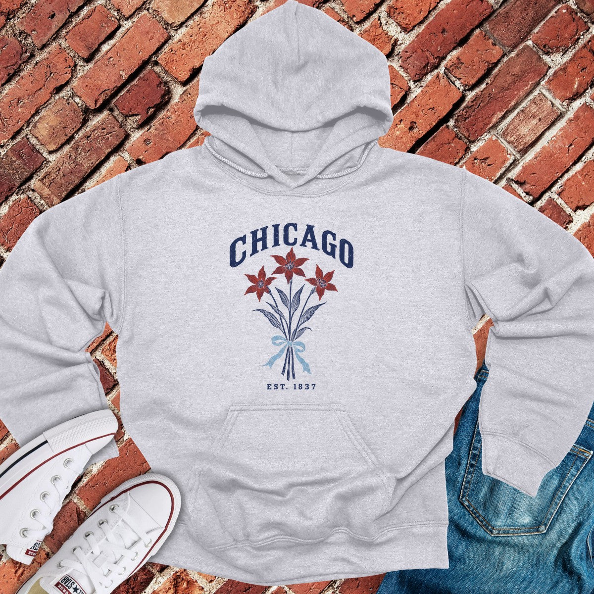 Flag Flower Hoodie - Sport Grey