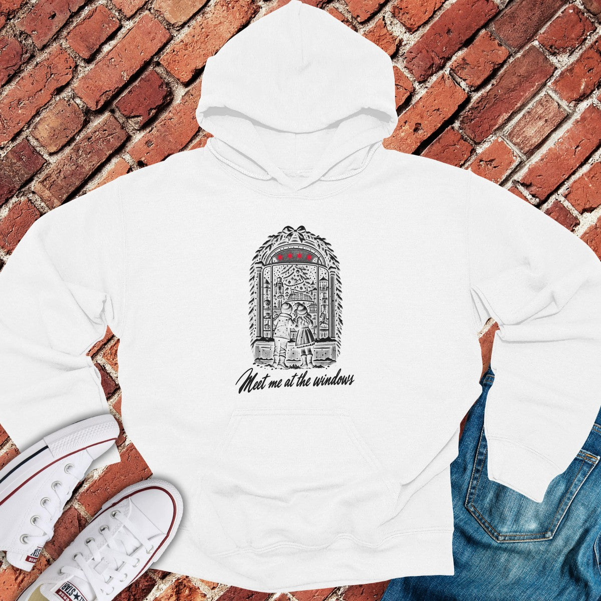 Holiday Windows Hoodie - White