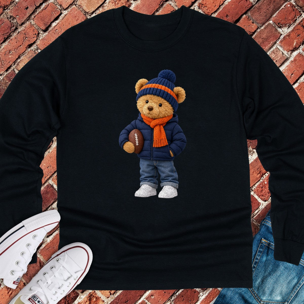 Football Teddy Long Sleeve - Black