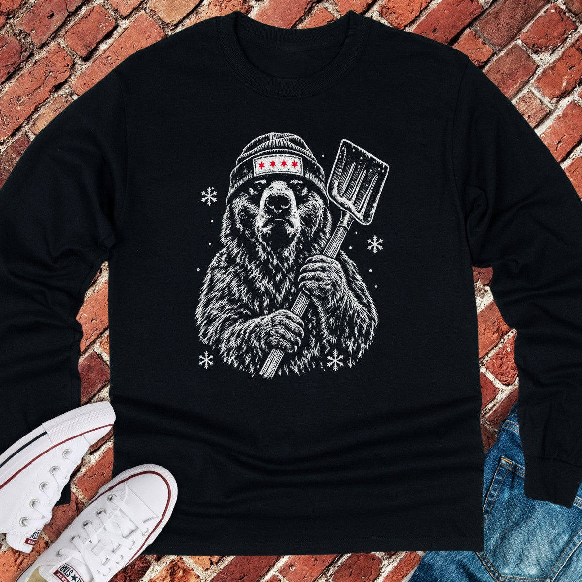 Shovel Bear Long Sleeve - Black