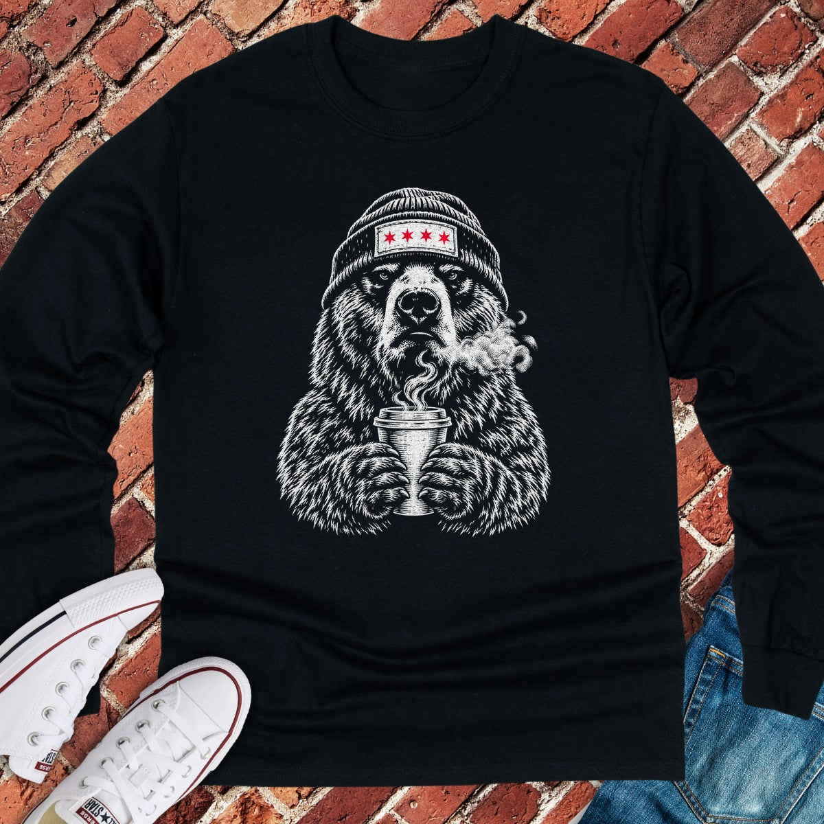 Coffee Bear Long Sleeve - Black