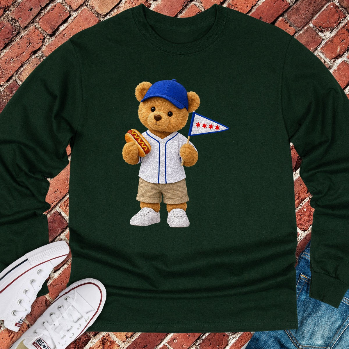 Ballpark Teddy Long Sleeve - Forest Green