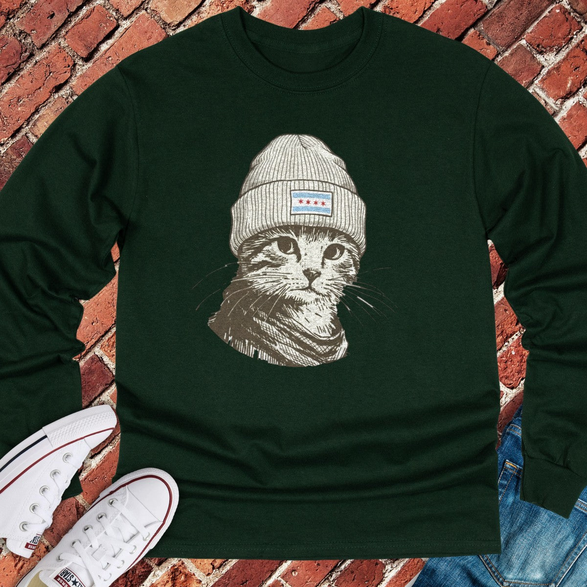 Chicago Cat Long Sleeve - Forest Green