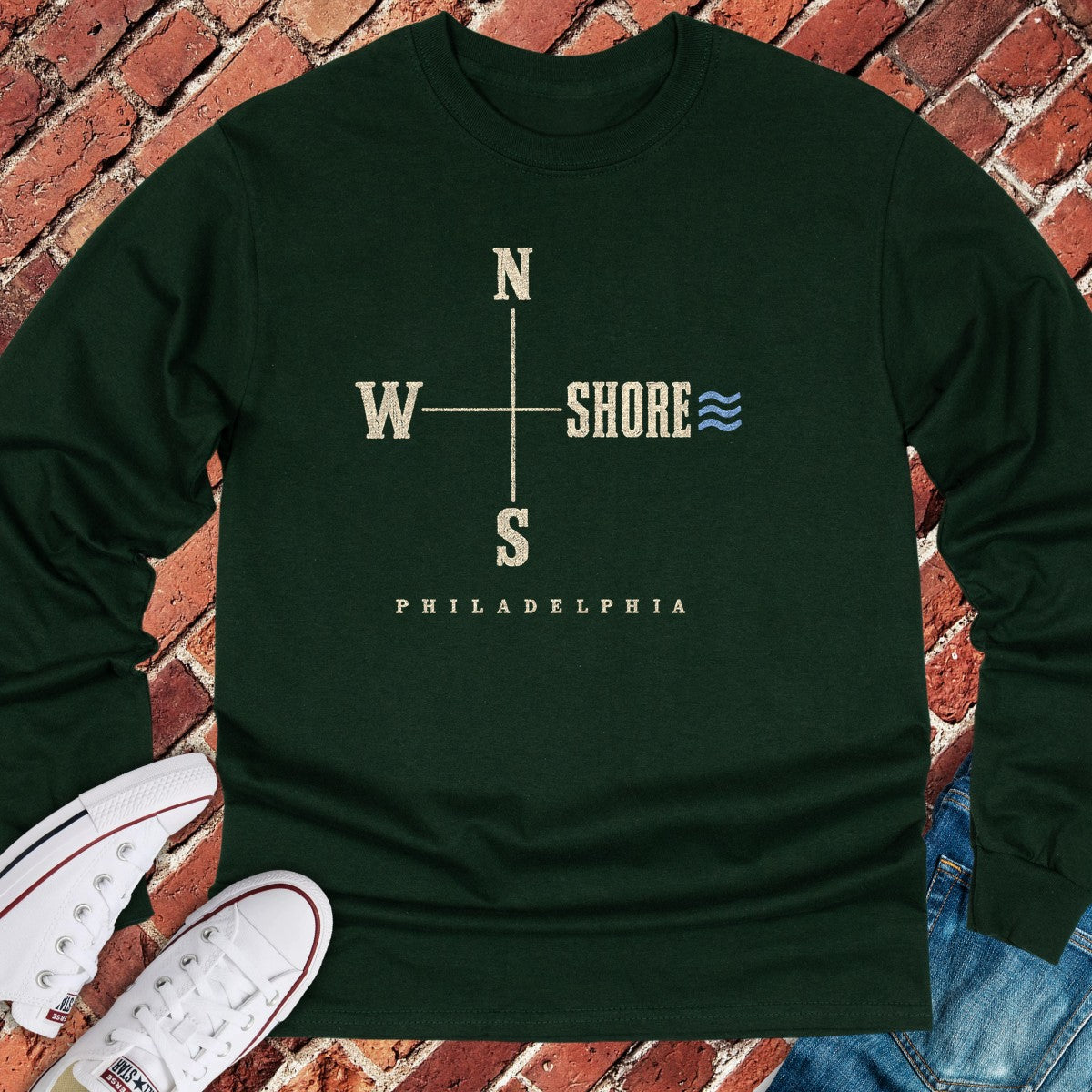 Shore Compass Long Sleeve - Forest Green