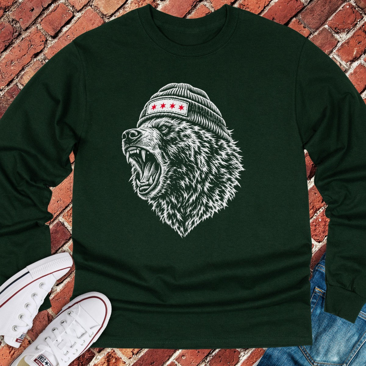 Bear Roar Long Sleeve - Forest Green