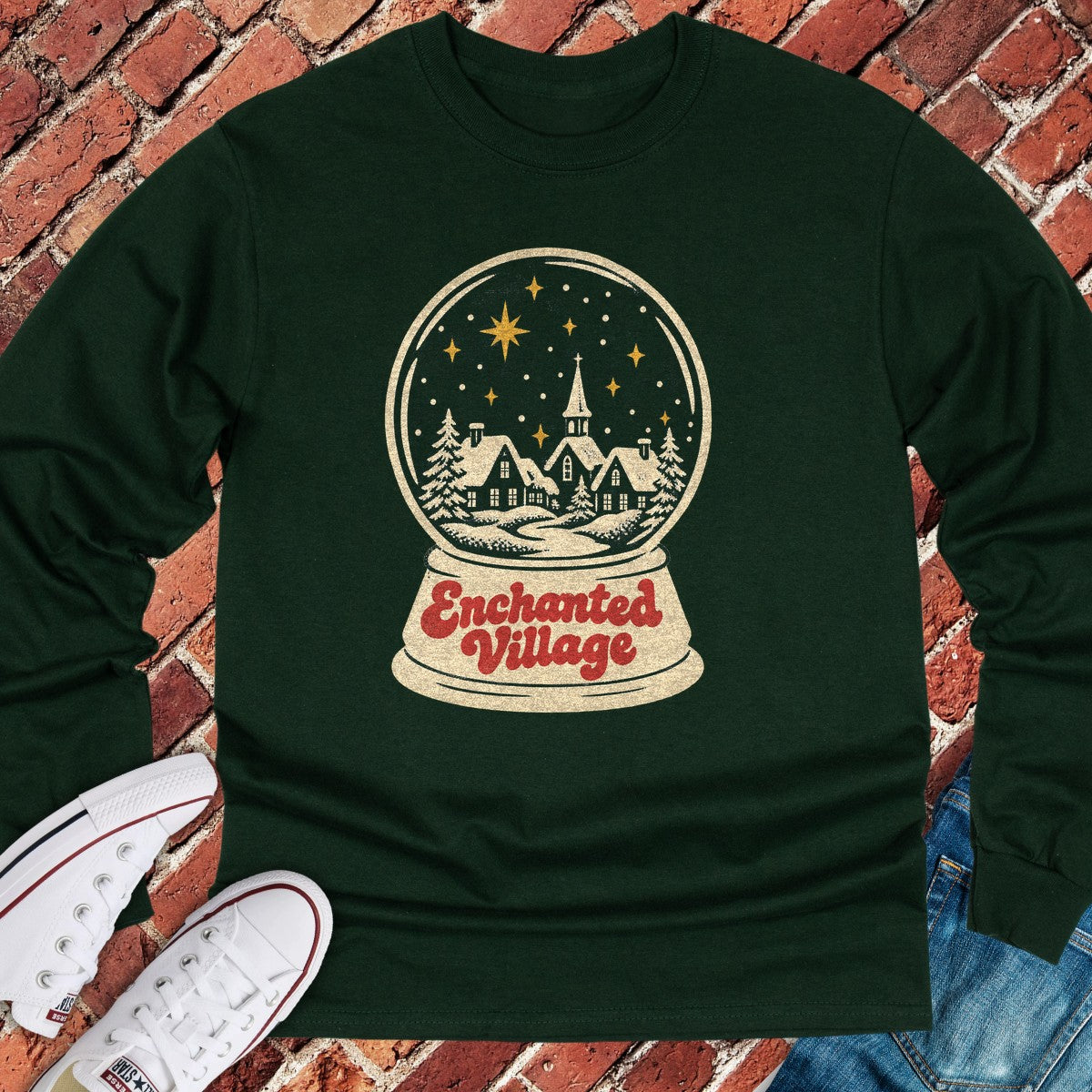 Enchanted Village Long Sleeve - Forest Green