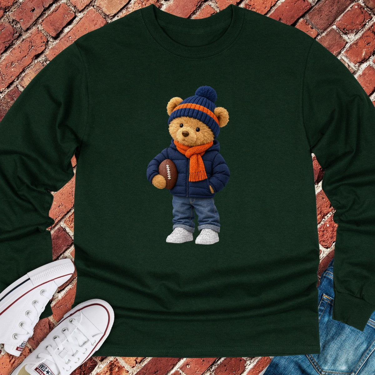 Football Teddy Long Sleeve - Forest Green