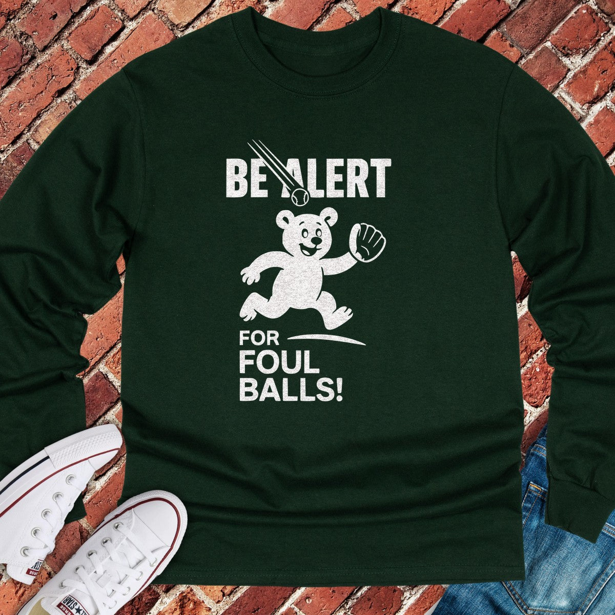 Foul Ball Alert Long Sleeve - Forest Green