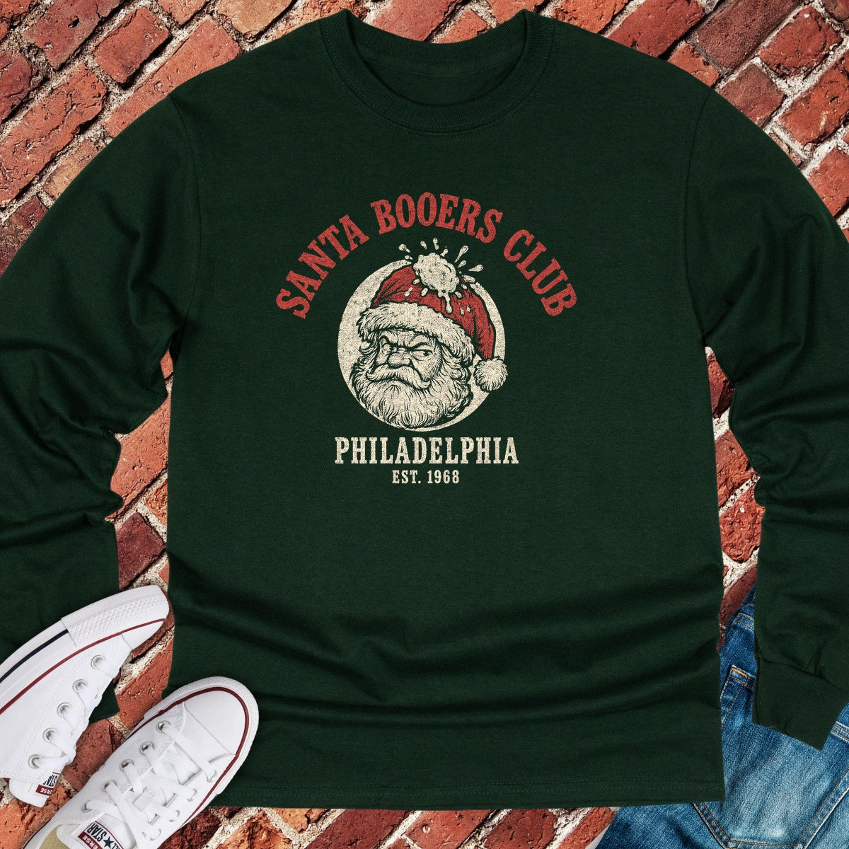 Santa Booers Long Sleeve - Forest Green