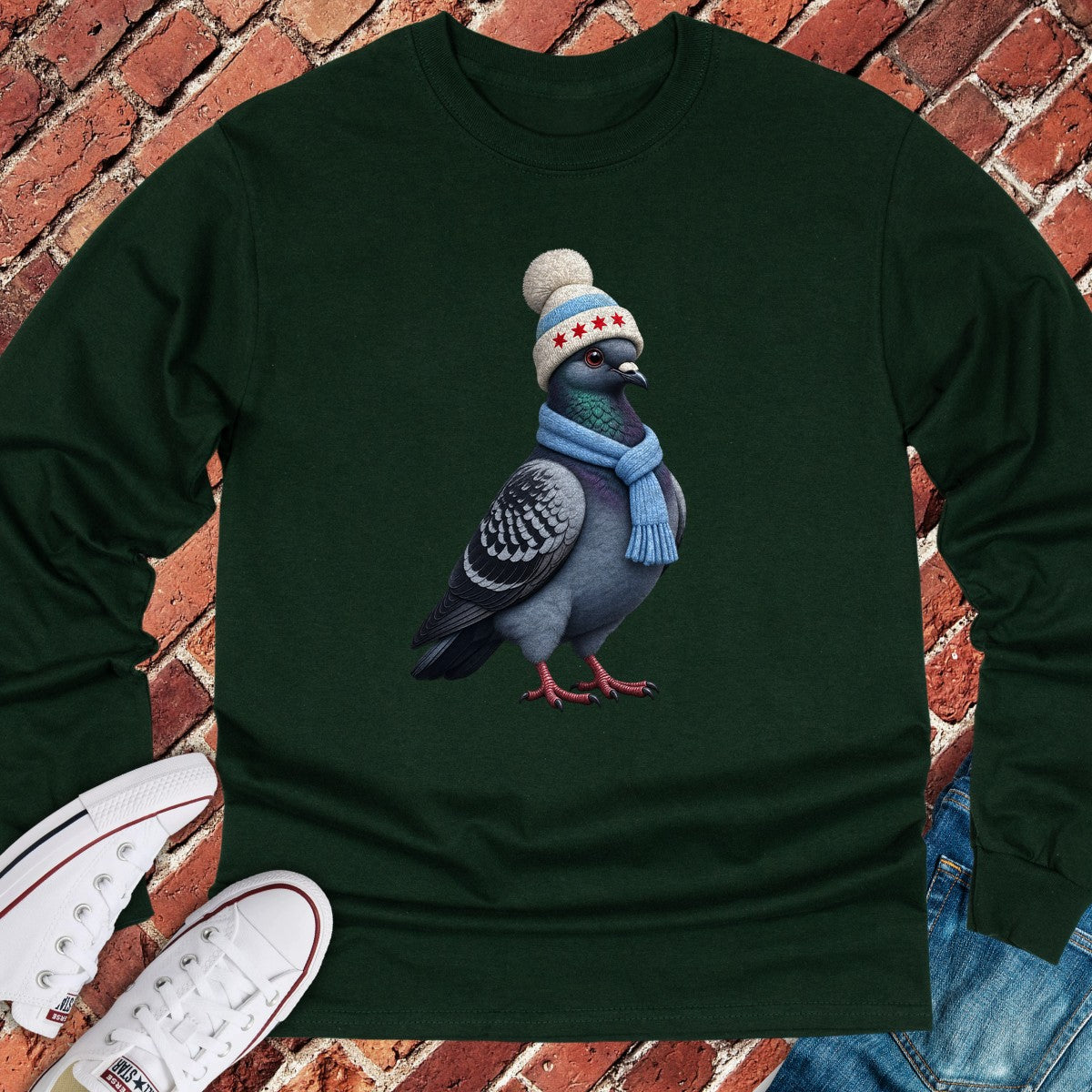 Winter Pigeon Long Sleeve - Forest Green