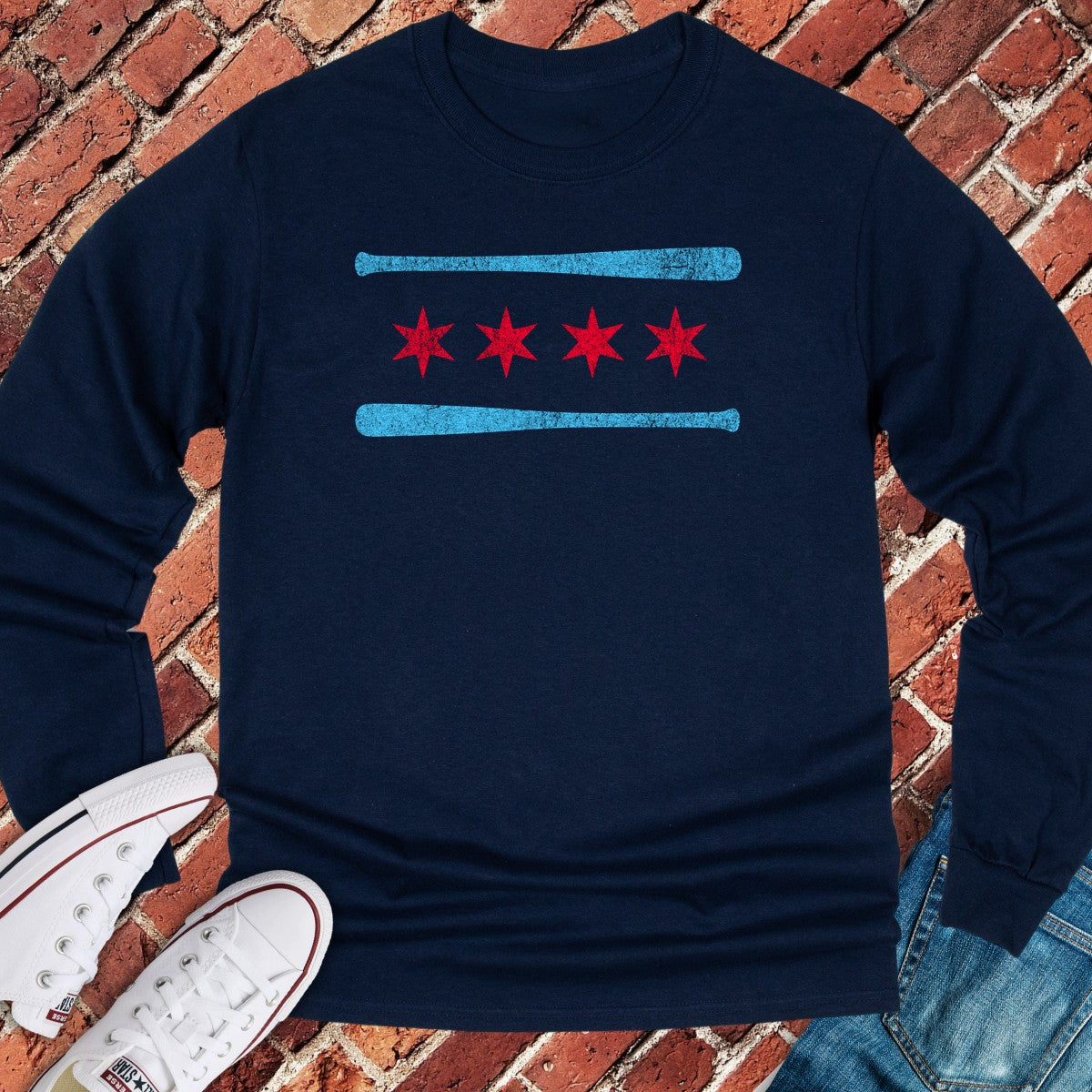 Chicago Stars Bat Long Sleeve - Navy