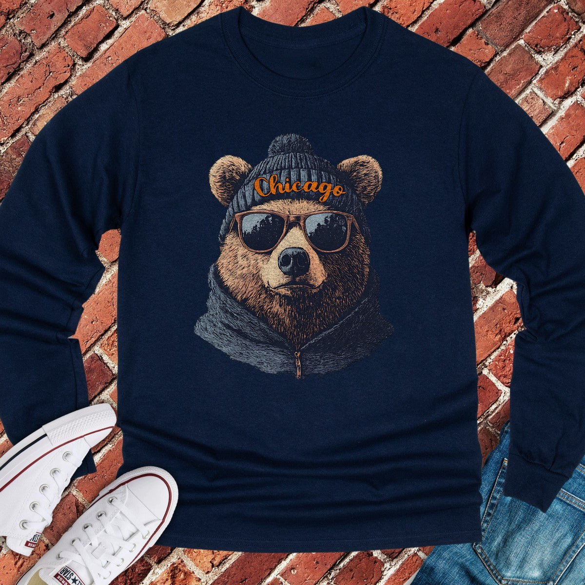 Beanie Bear Vibes Long Sleeve - Navy