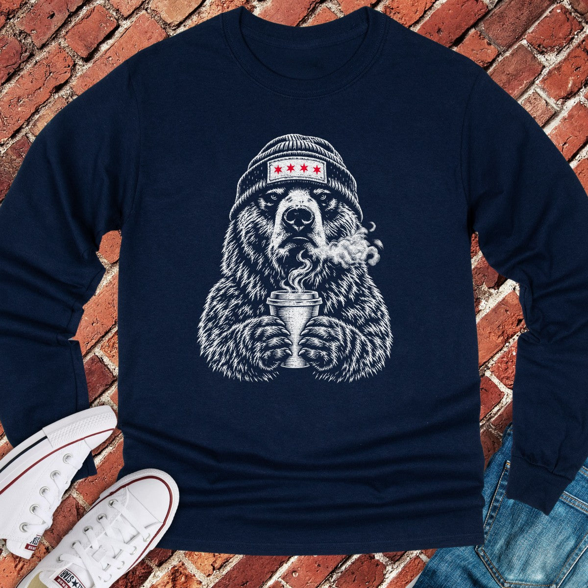 Coffee Bear Long Sleeve - Navy