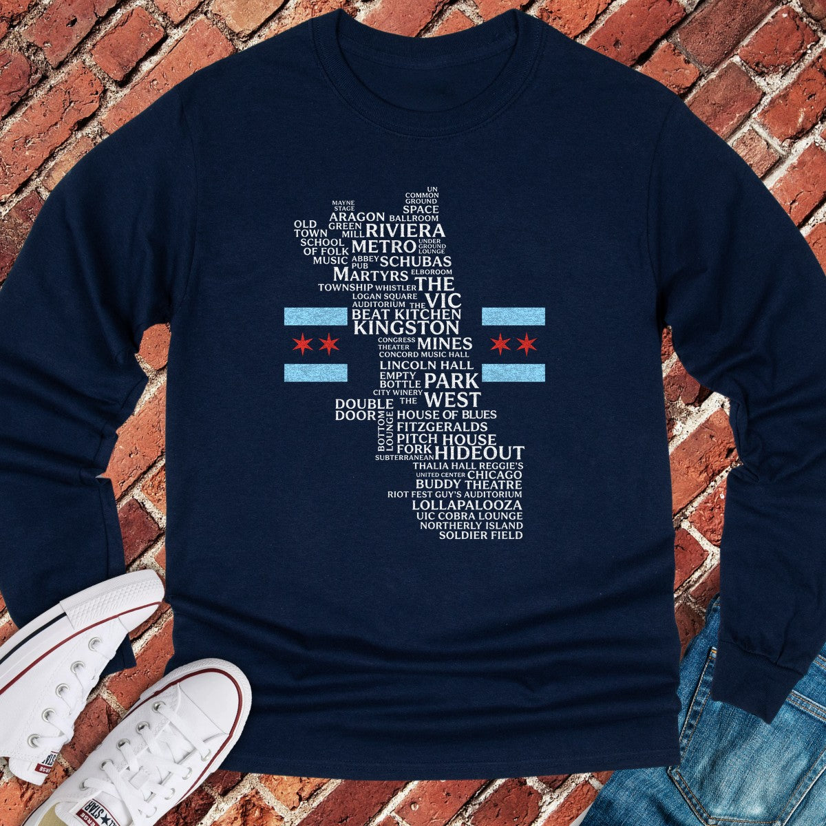Chi Venue Flag Long Sleeve - Navy