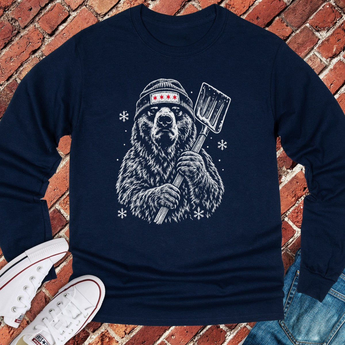 Shovel Bear Long Sleeve - Navy