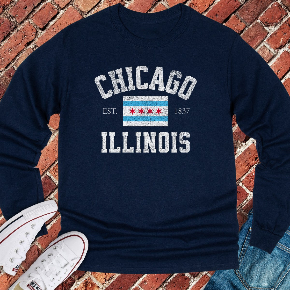 Chicago EST. 1837 Long Sleeve - Navy