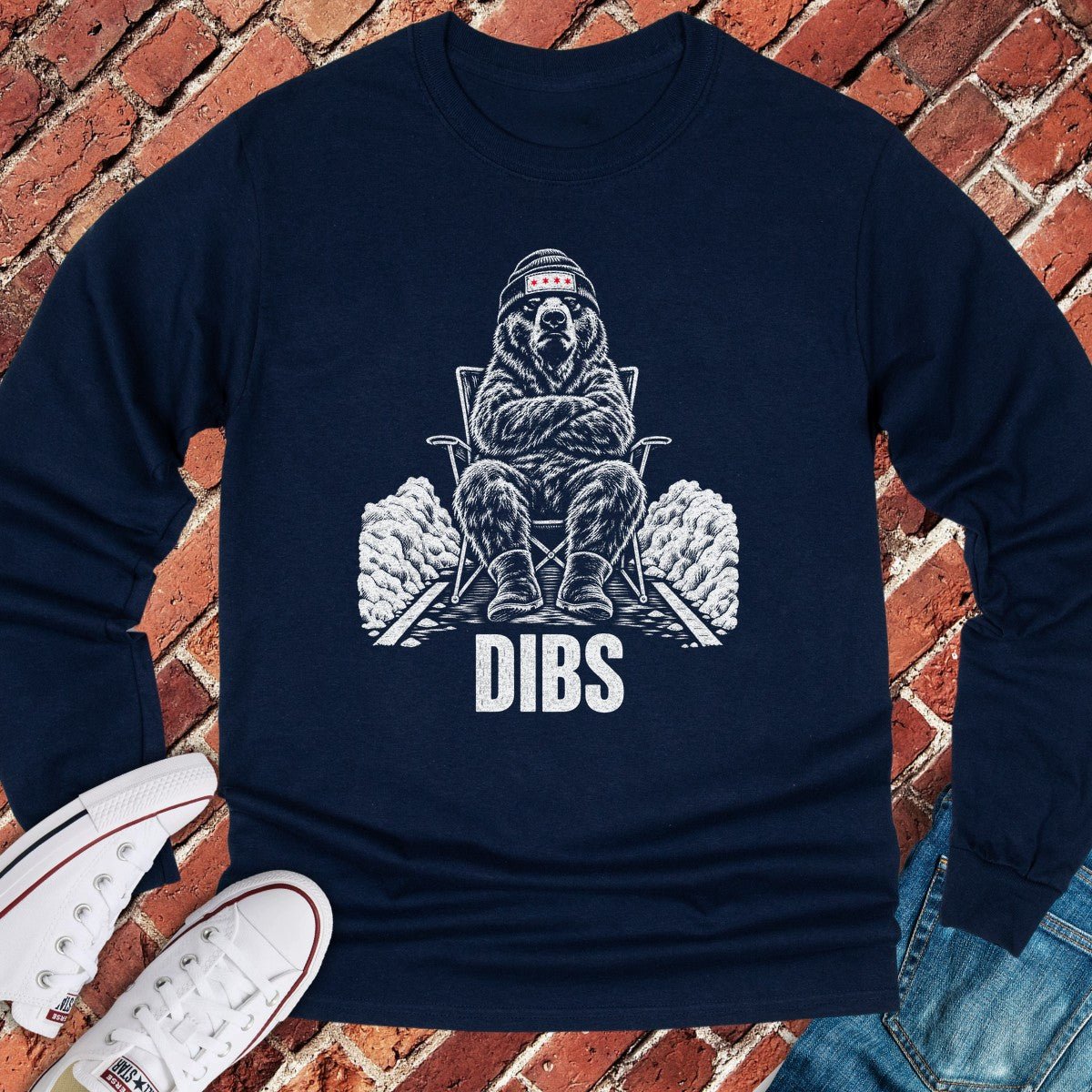 Dibs Bear Long Sleeve - Navy