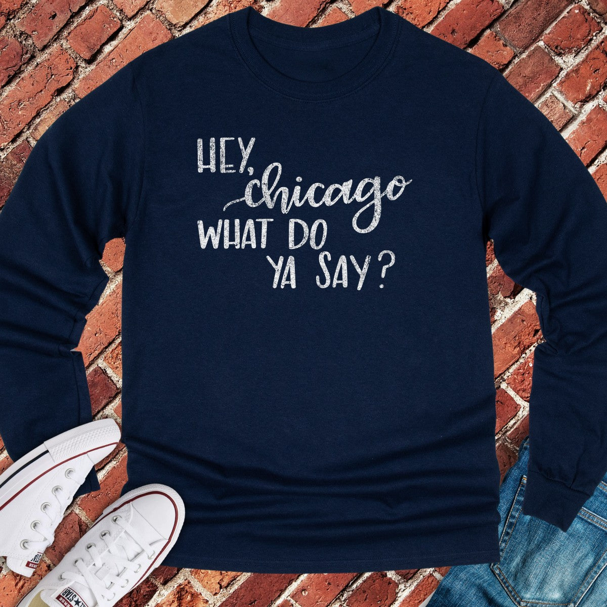 Hey Chicago Long Sleeve - Navy