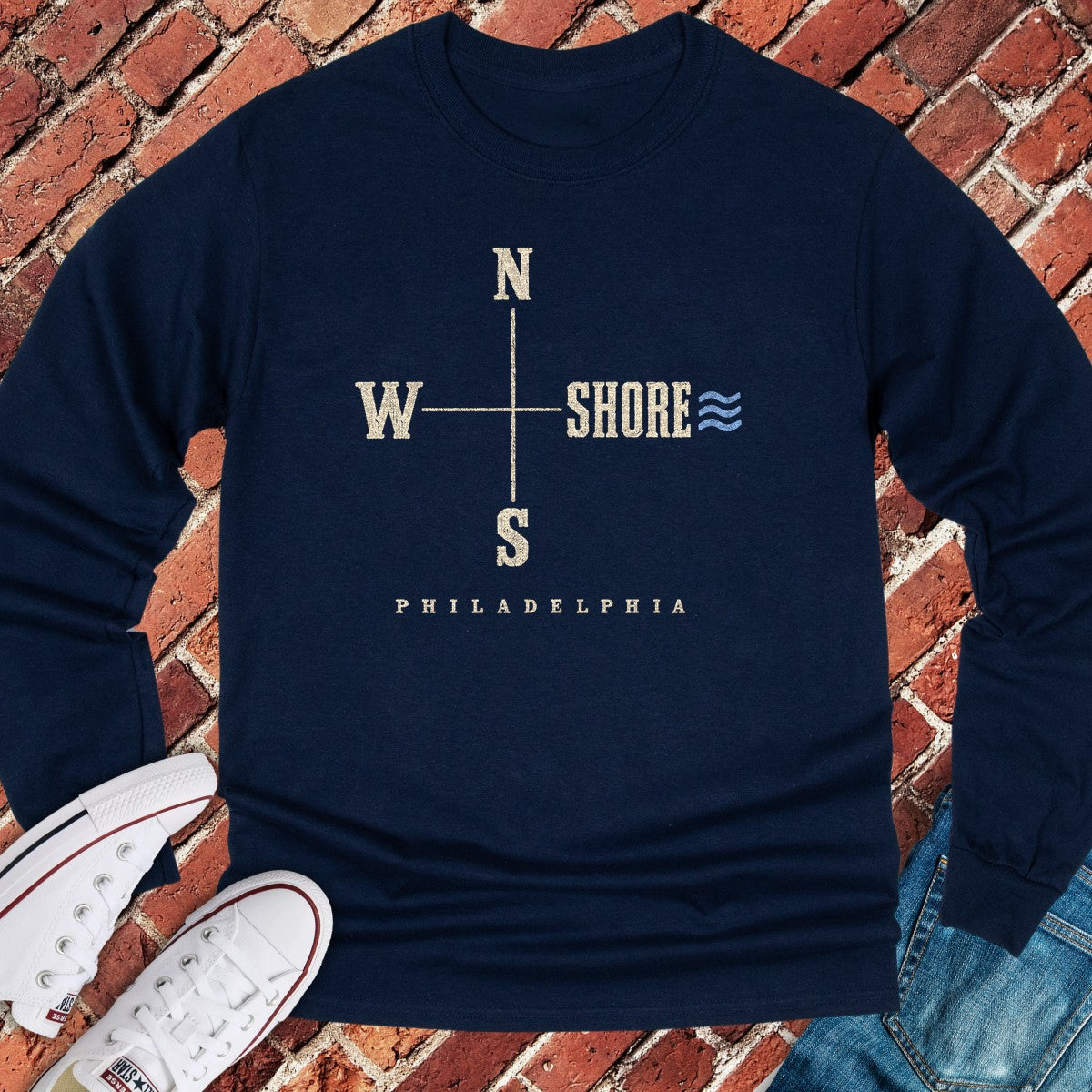 Shore Compass Long Sleeve - Navy