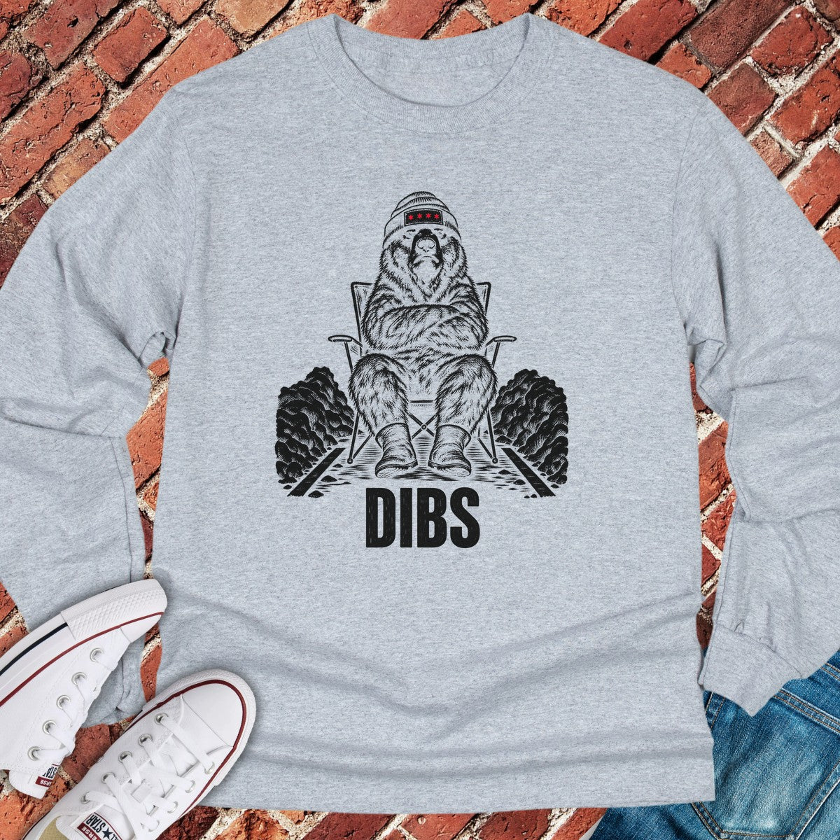 Dibs Bear Long Sleeve - Sport Grey