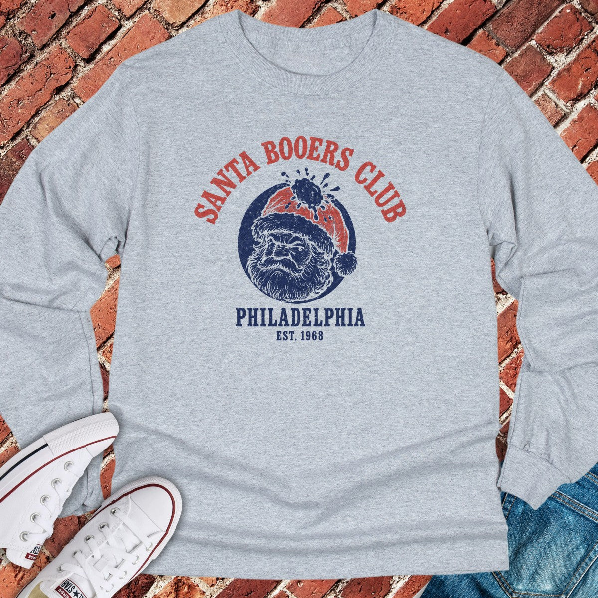 Santa Booers Long Sleeve - Sport Grey