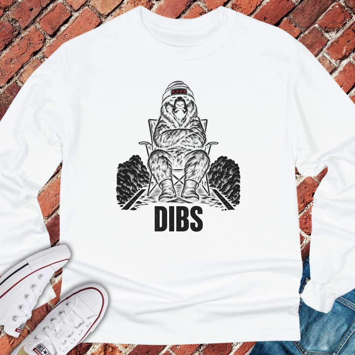 Dibs Bear Long Sleeve - White