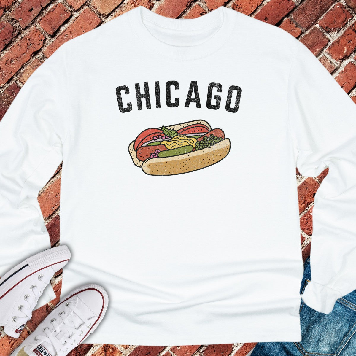 Chicago Dog Long Sleeve - White