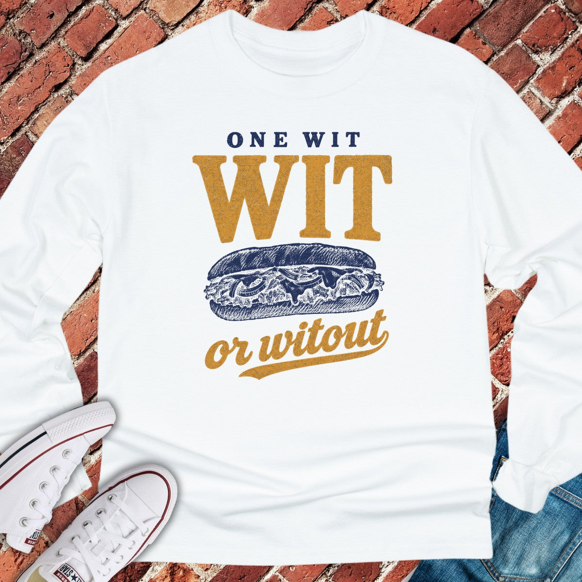 Cheesesteak Wit Long Sleeve - White