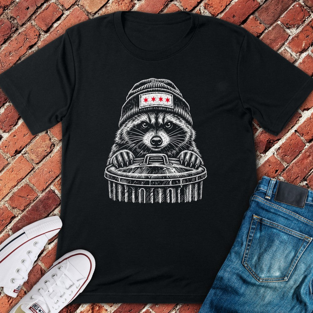 Beanie Raccoon T-Shirt - Black