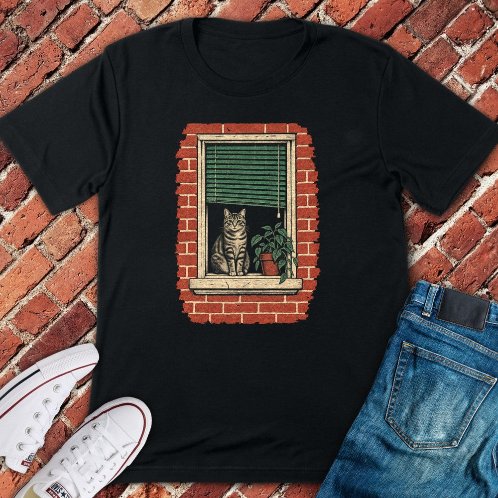 Window Cat T-Shirt - Black