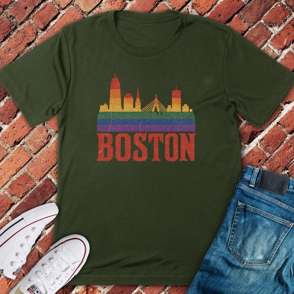 Rainbow Boston T-Shirt - Military Green