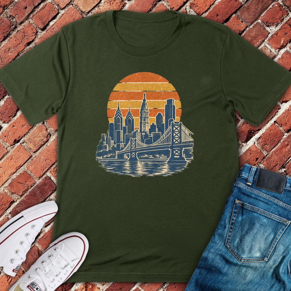 Sunset Skyline T-Shirt - Military Green