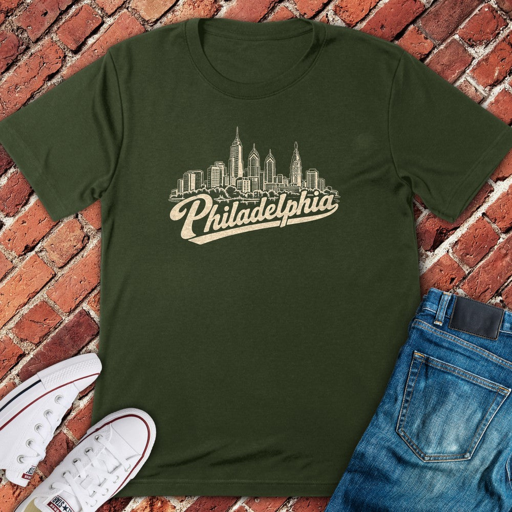 Script Skyline T-Shirt - Military Green