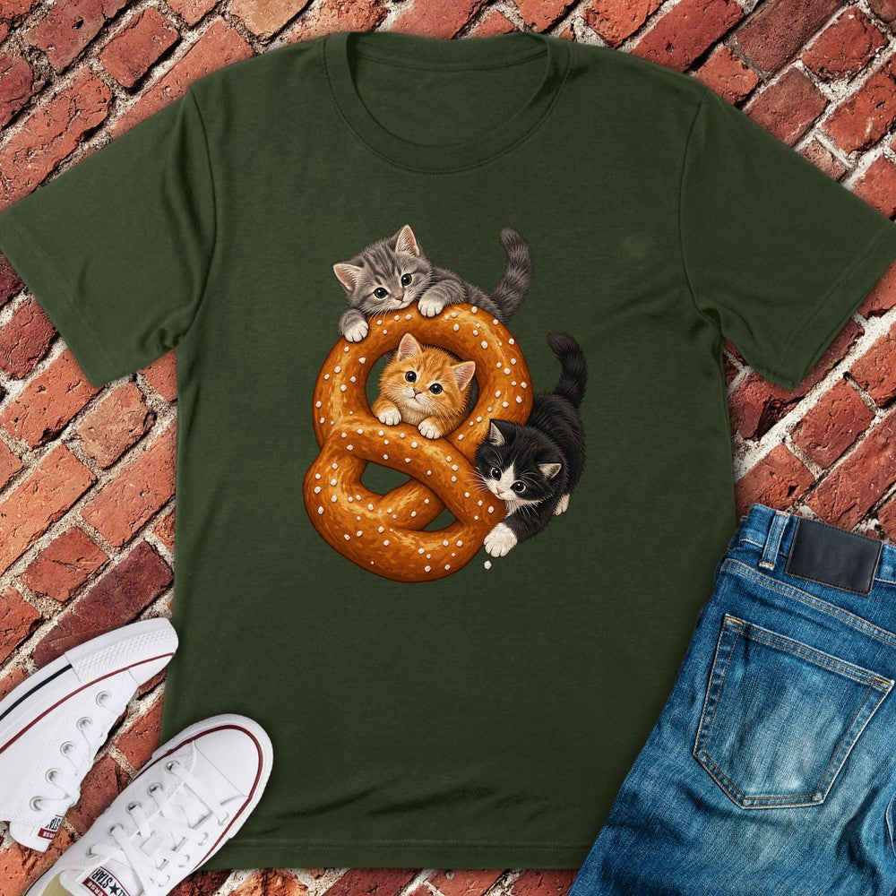 Pretzel Cats T-Shirt - Military Green