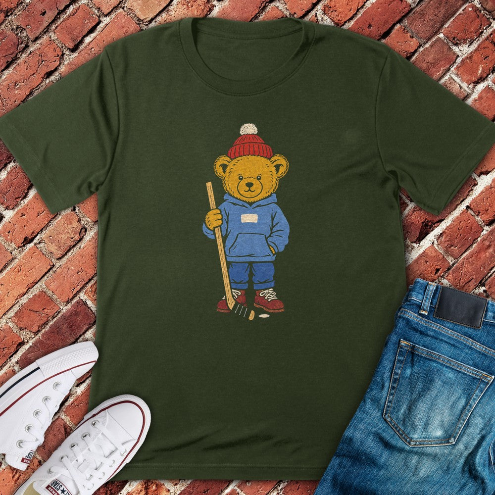 Hockey Teddy T-Shirt - Military Green