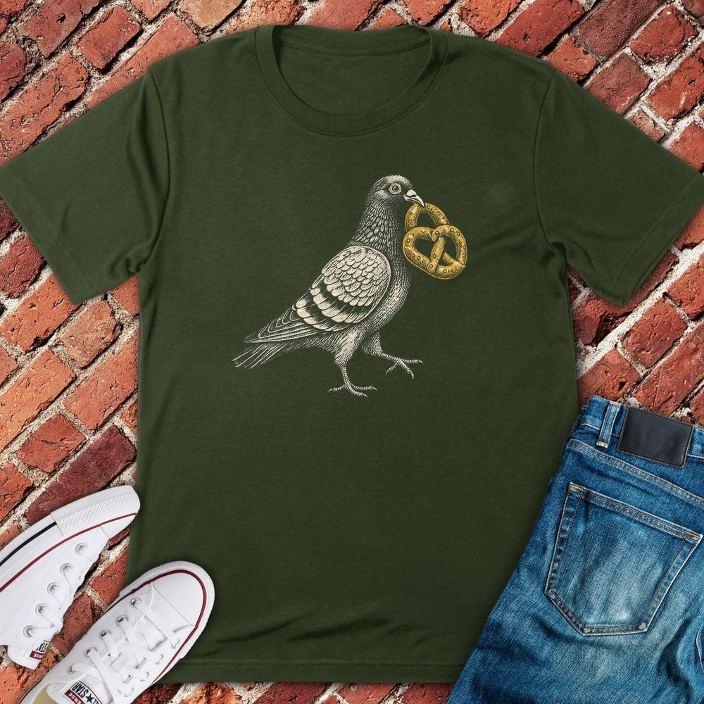 Pretzel Pigeon T-Shirt - Military Green