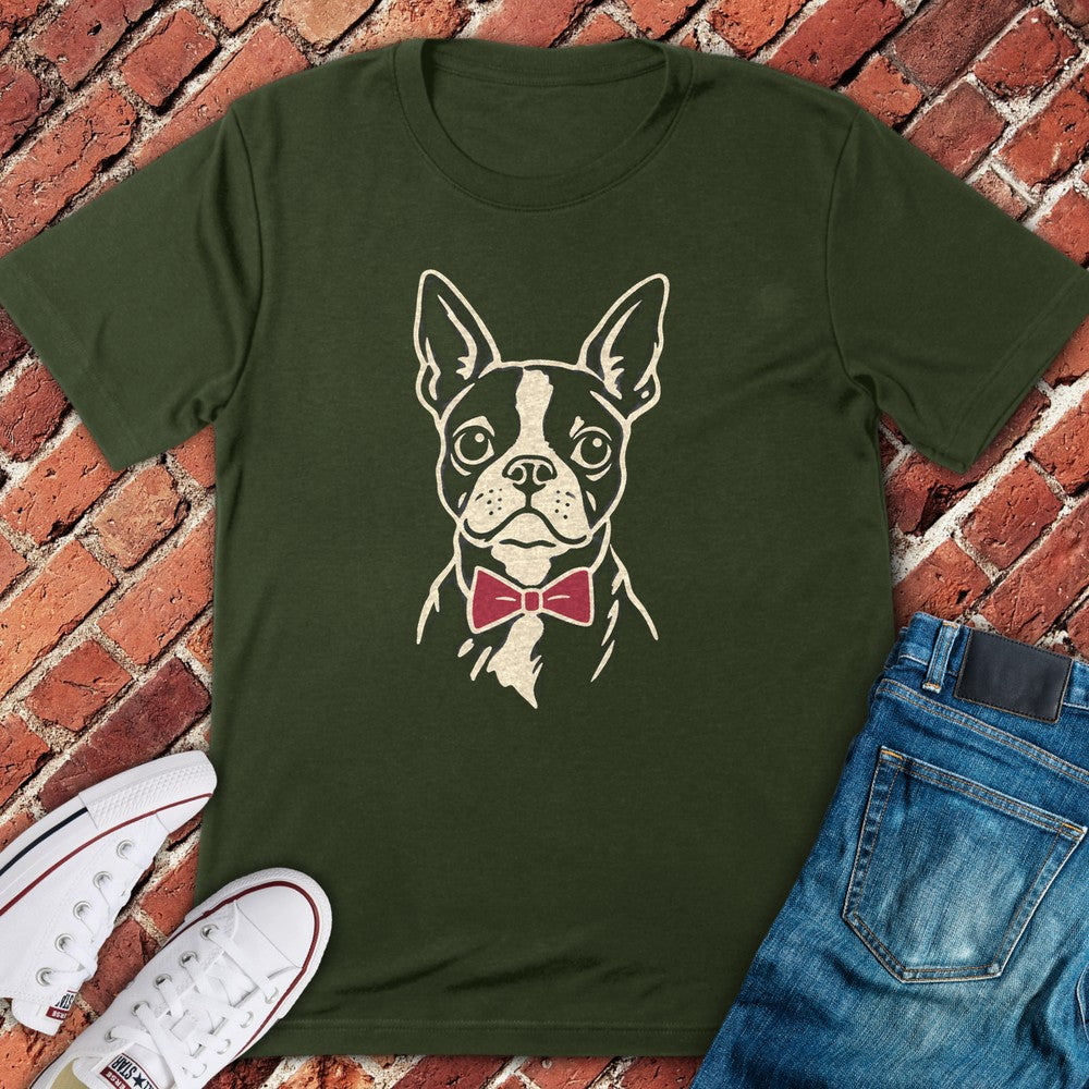 Bowtie Terrier T-Shirt - Military Green