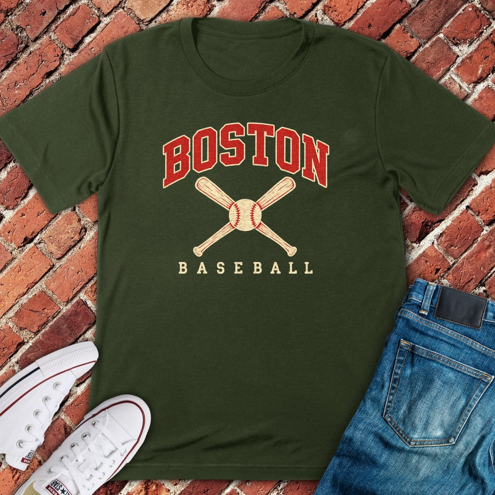 Crossed Bats T-Shirt - Military Green