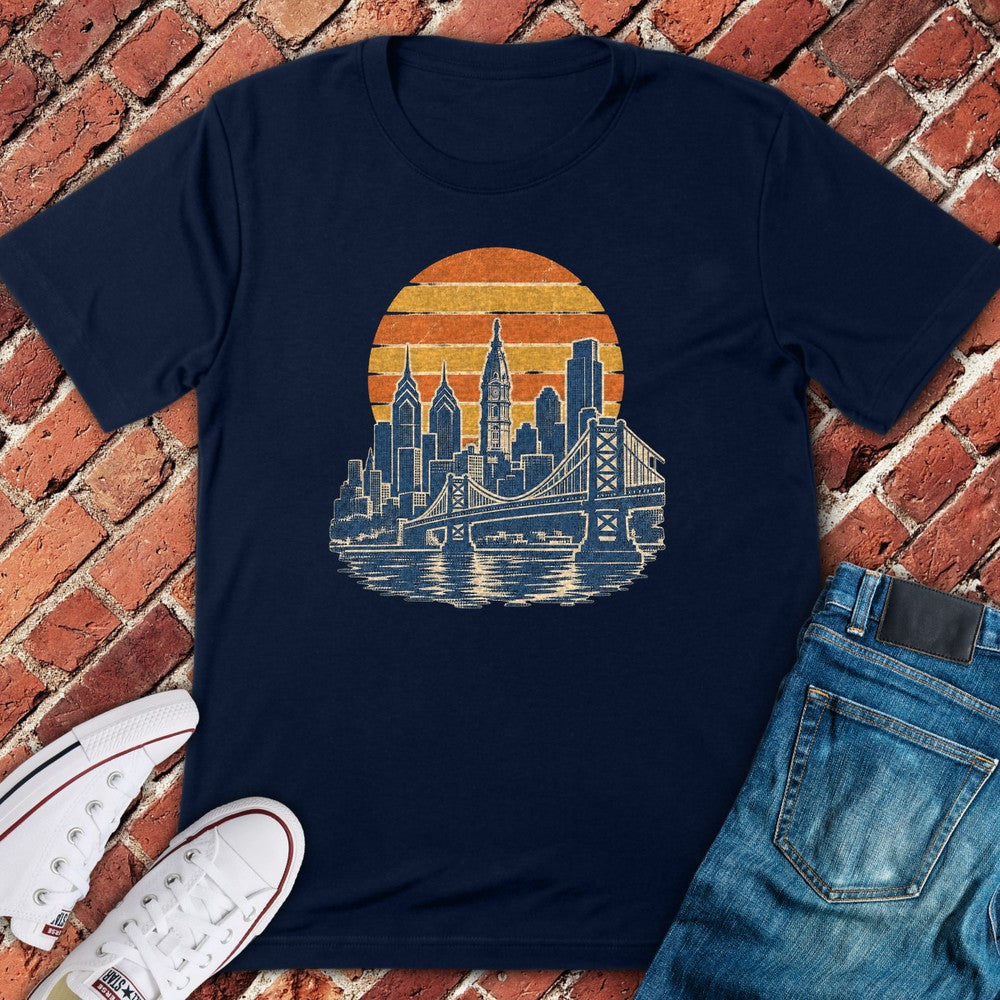 Sunset Skyline T-Shirt - Navy
